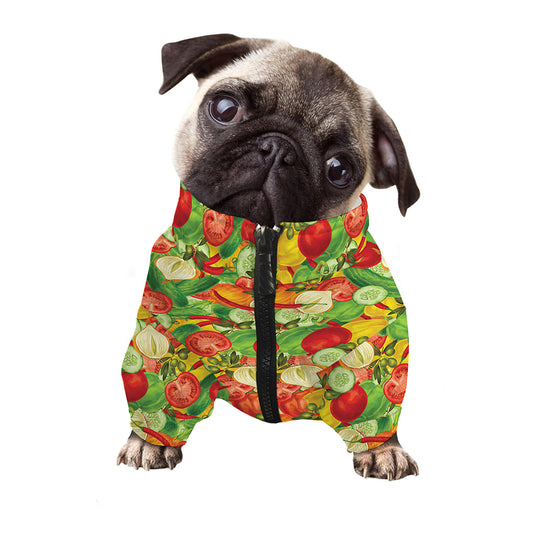 Vegan Pattern Print Dog Zip Up Jacket