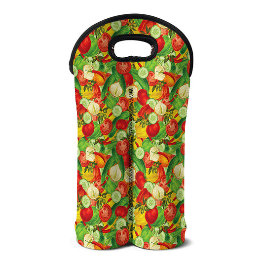 Vegan Pattern Print Double Neoprene Wine Tote