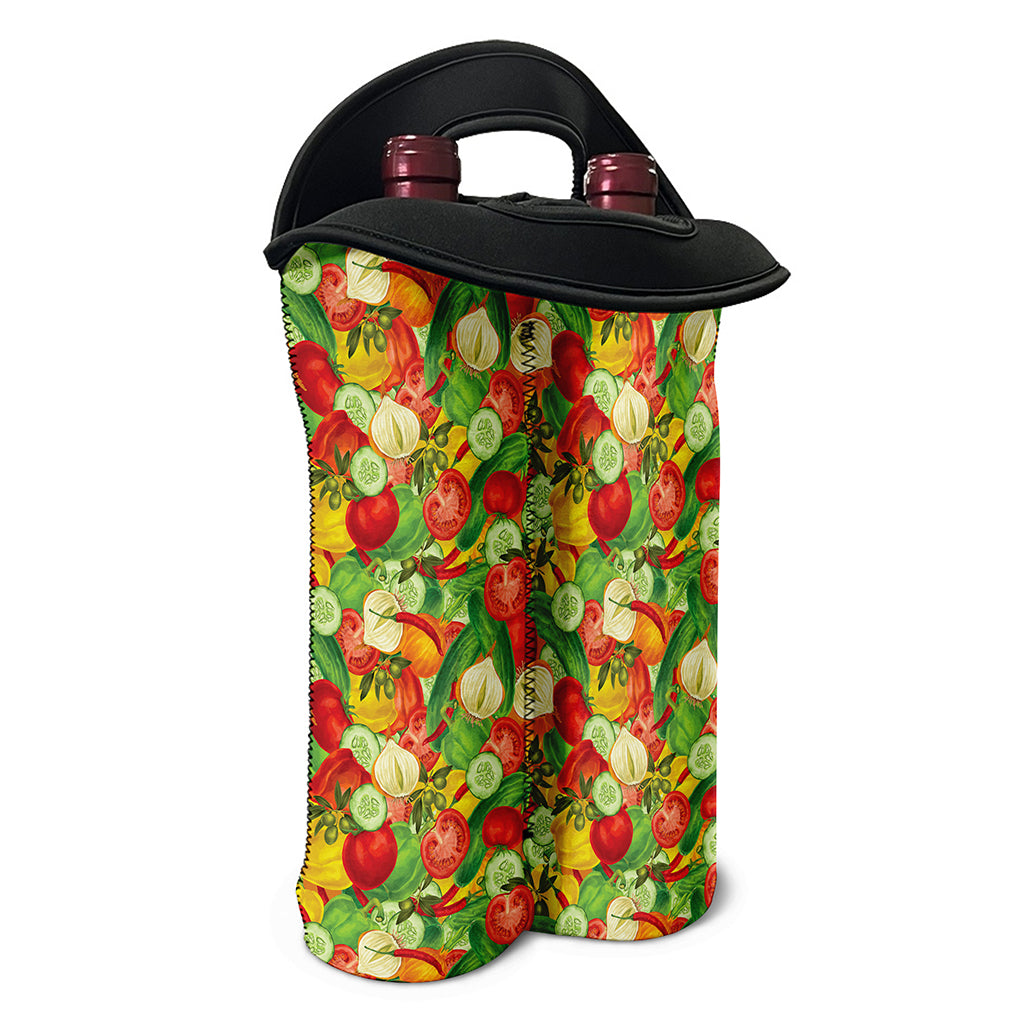 Vegan Pattern Print Double Neoprene Wine Tote