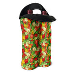 Vegan Pattern Print Double Neoprene Wine Tote