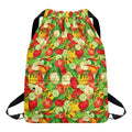 Vegan Pattern Print Drawstring Backpack