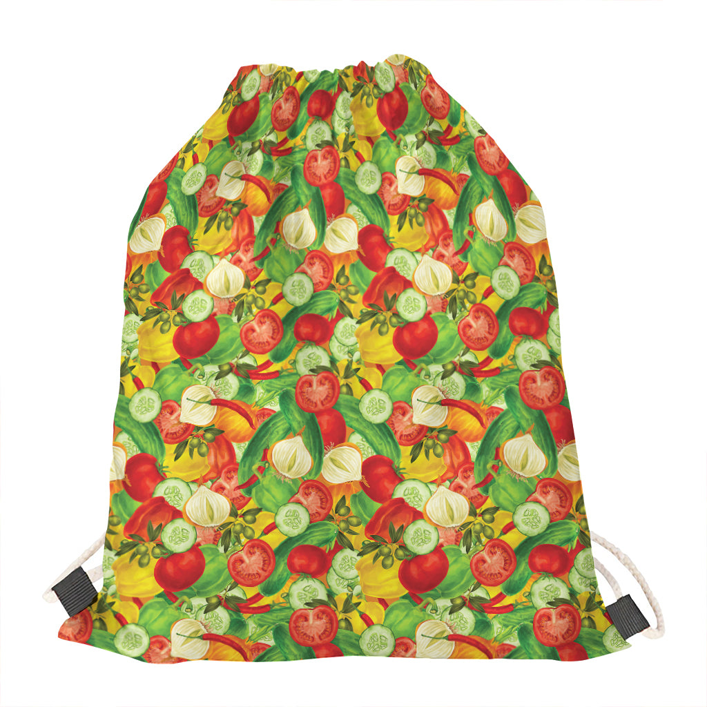 Vegan Pattern Print Drawstring Bag