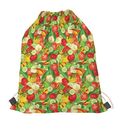 Vegan Pattern Print Drawstring Bag