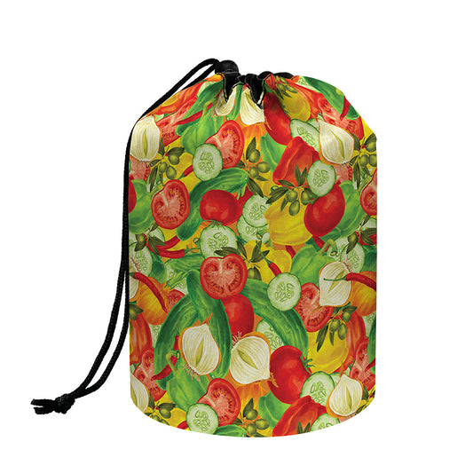 Vegan Pattern Print Drawstring Makeup Bag