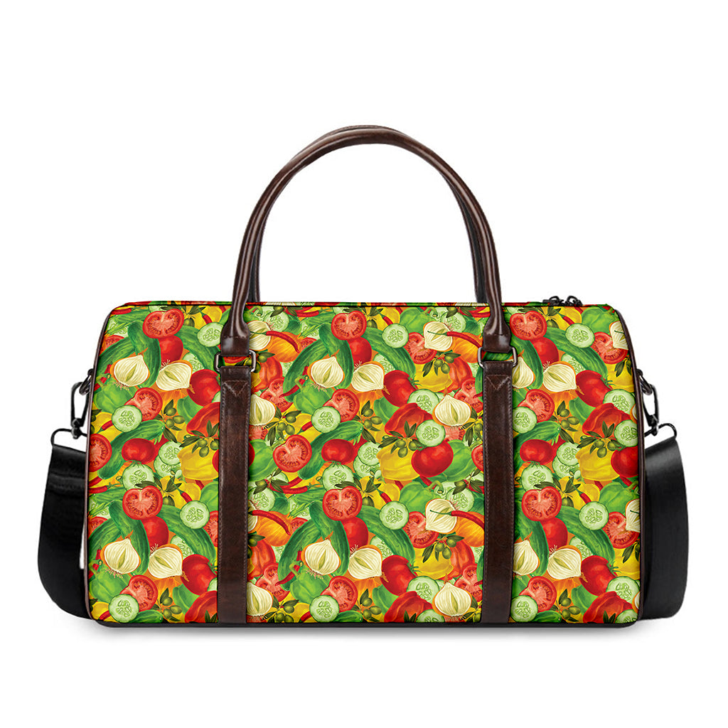 Vegan Pattern Print Duffle Bag