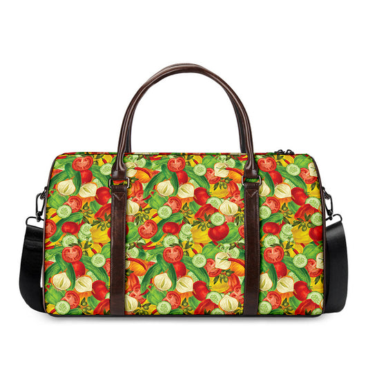 Vegan Pattern Print Duffle Bag