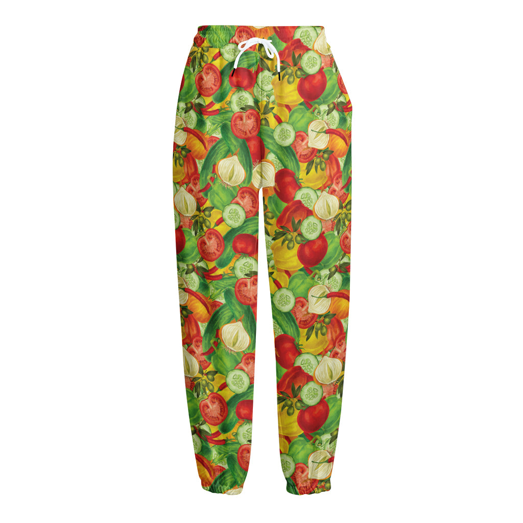 Vegan Pattern Print Fleece Lined Knit Pants