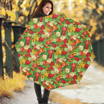 Vegan Pattern Print Foldable Umbrella