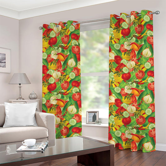 Vegan Pattern Print Grommet Curtains