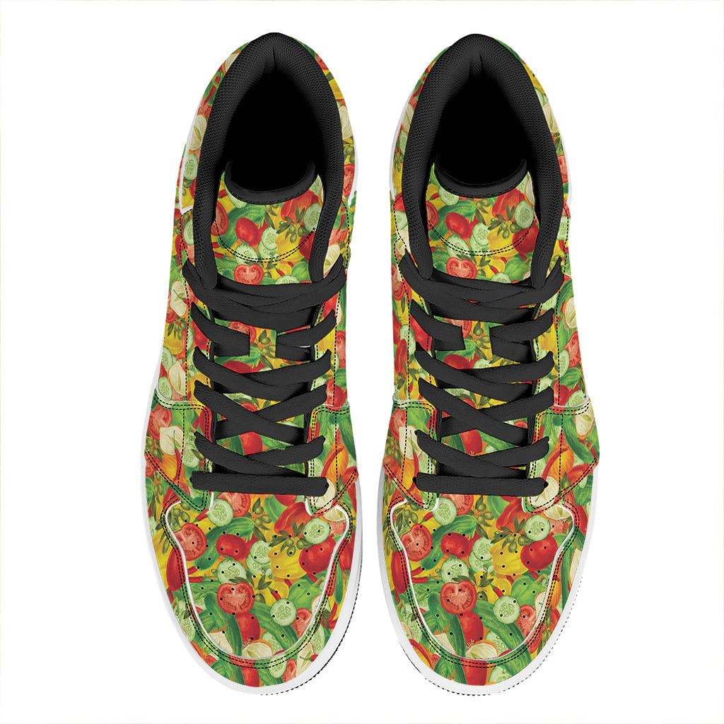 Vegan Pattern Print High Top Leather Sneakers