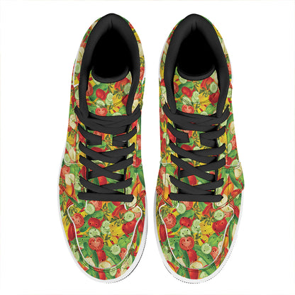 Vegan Pattern Print High Top Leather Sneakers