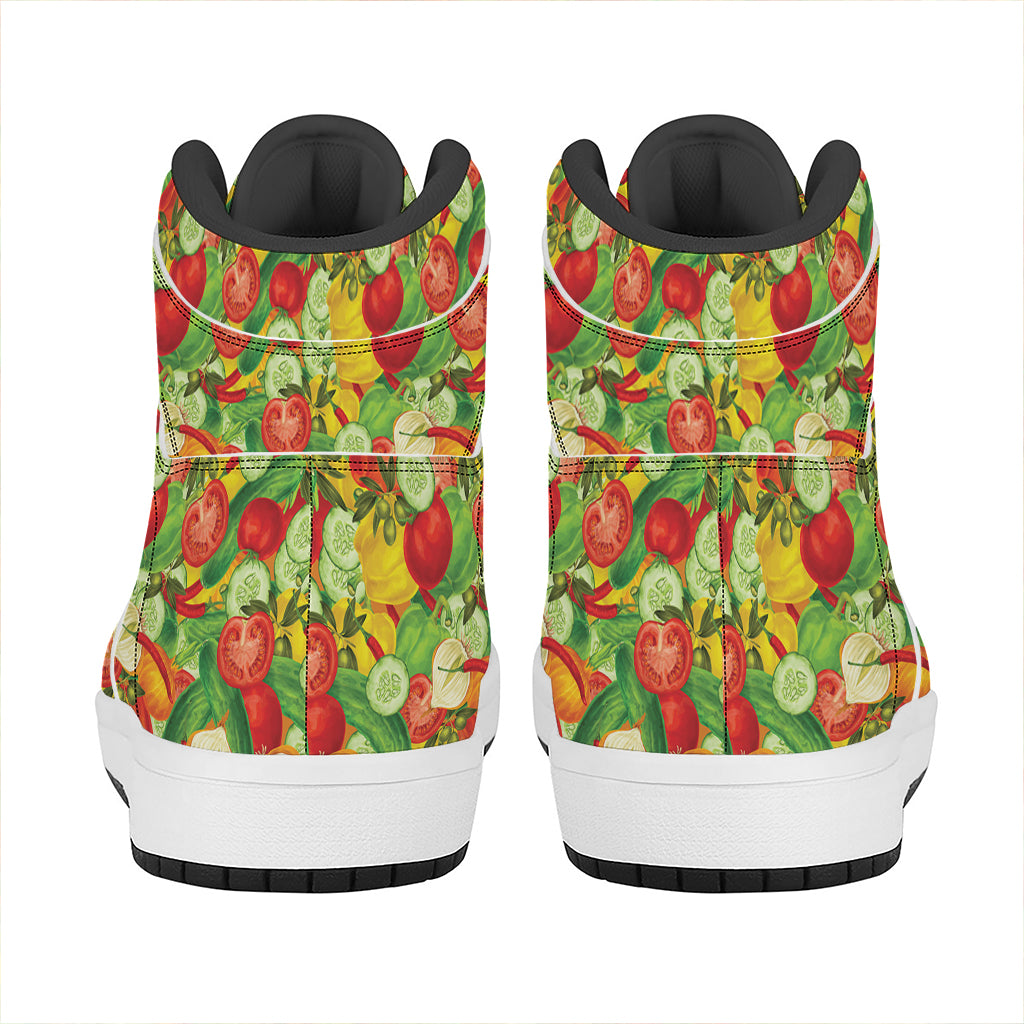 Vegan Pattern Print High Top Leather Sneakers