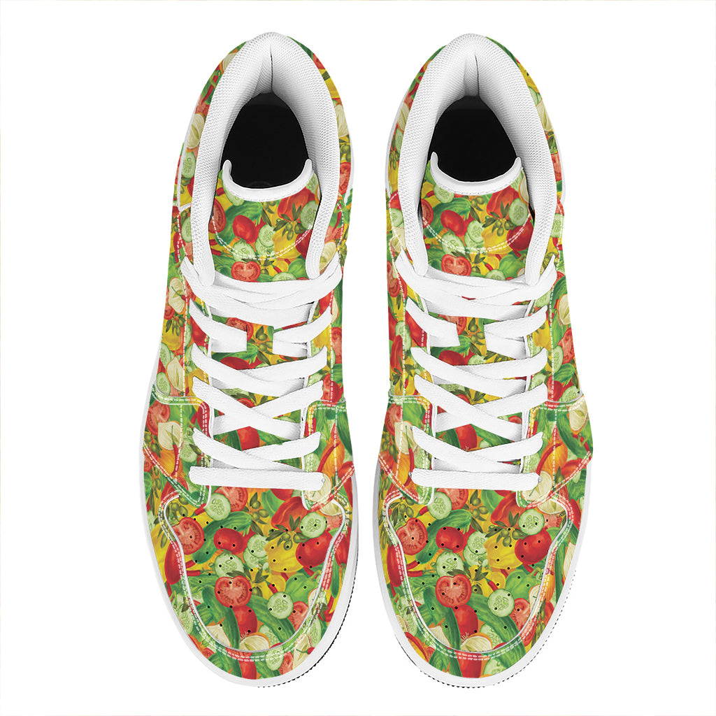 Vegan Pattern Print High Top Leather Sneakers