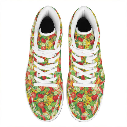 Vegan Pattern Print High Top Leather Sneakers
