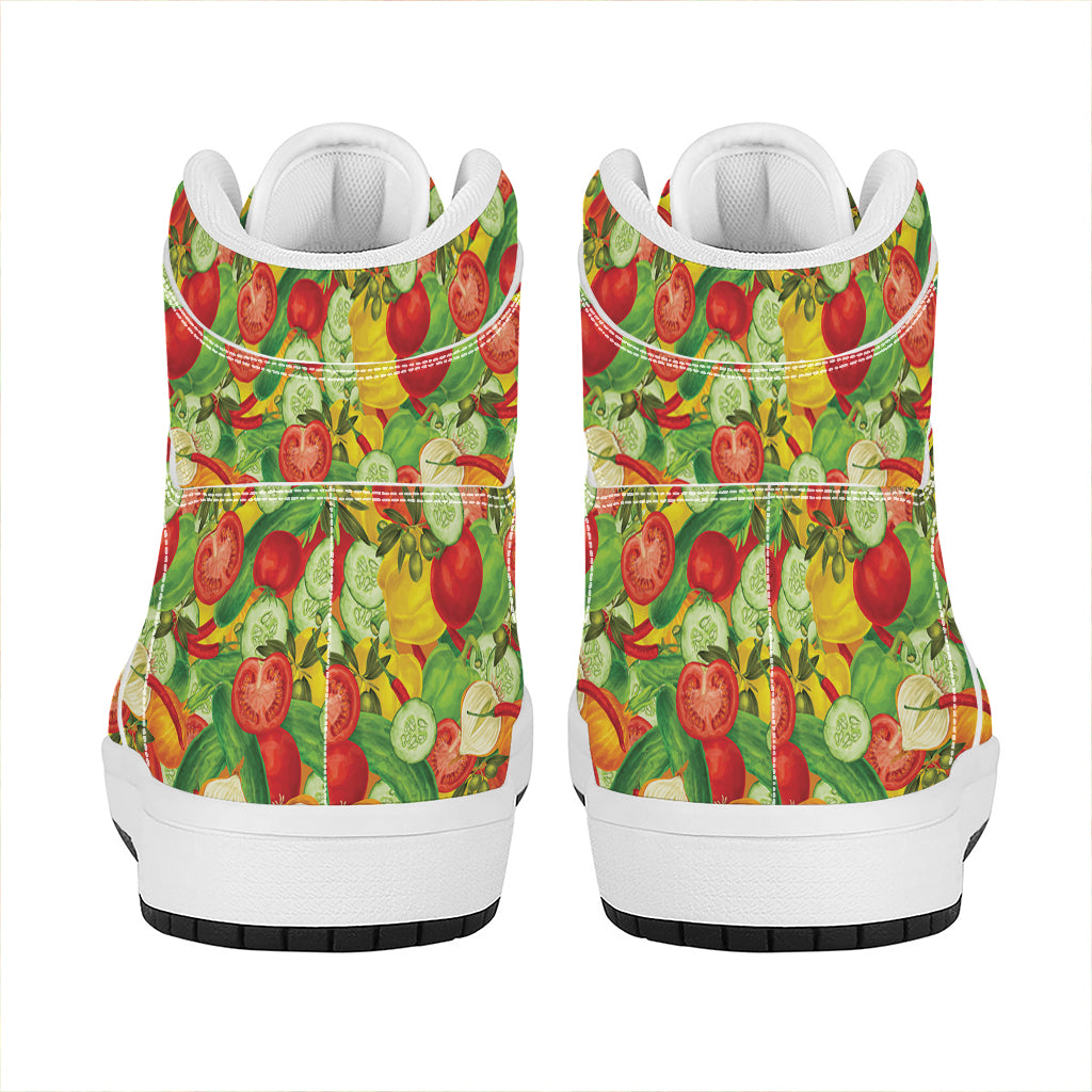 Vegan Pattern Print High Top Leather Sneakers