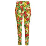 Vegan Pattern Print High-Waisted Pocket Leggings