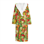 Vegan Pattern Print Hooded Bathrobe
