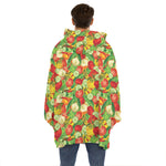 Vegan Pattern Print Hoodie Blanket