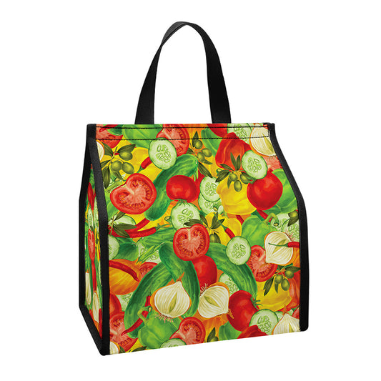 Vegan Pattern Print Insulated Lunch Tote