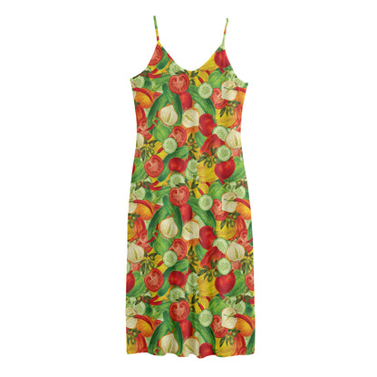Vegan Pattern Print Jersey Midi Cami Dress
