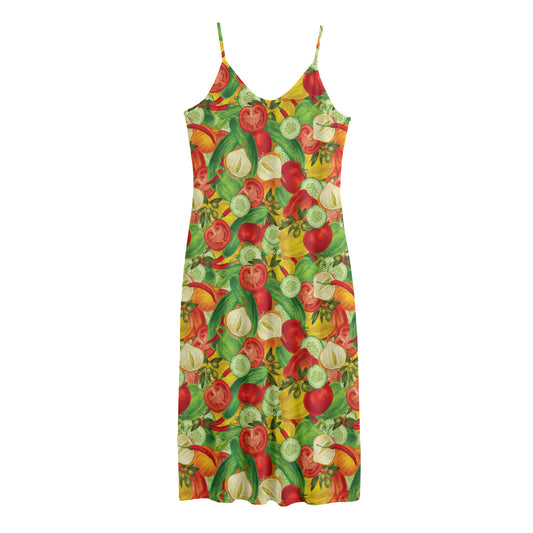 Vegan Pattern Print Jersey Midi Cami Dress
