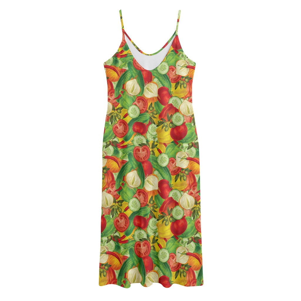 Vegan Pattern Print Jersey Midi Cami Dress