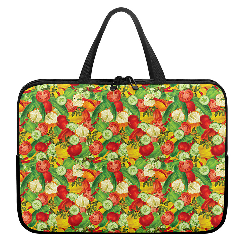 Vegan Pattern Print Laptop Sleeve With Handle