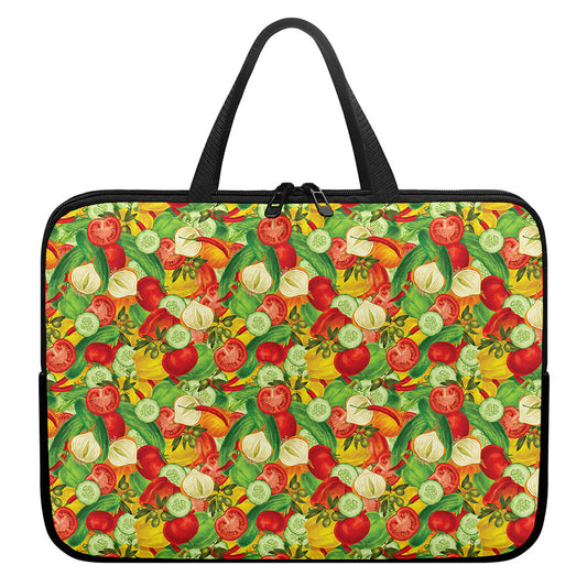 Vegan Pattern Print Laptop Sleeve With Handle