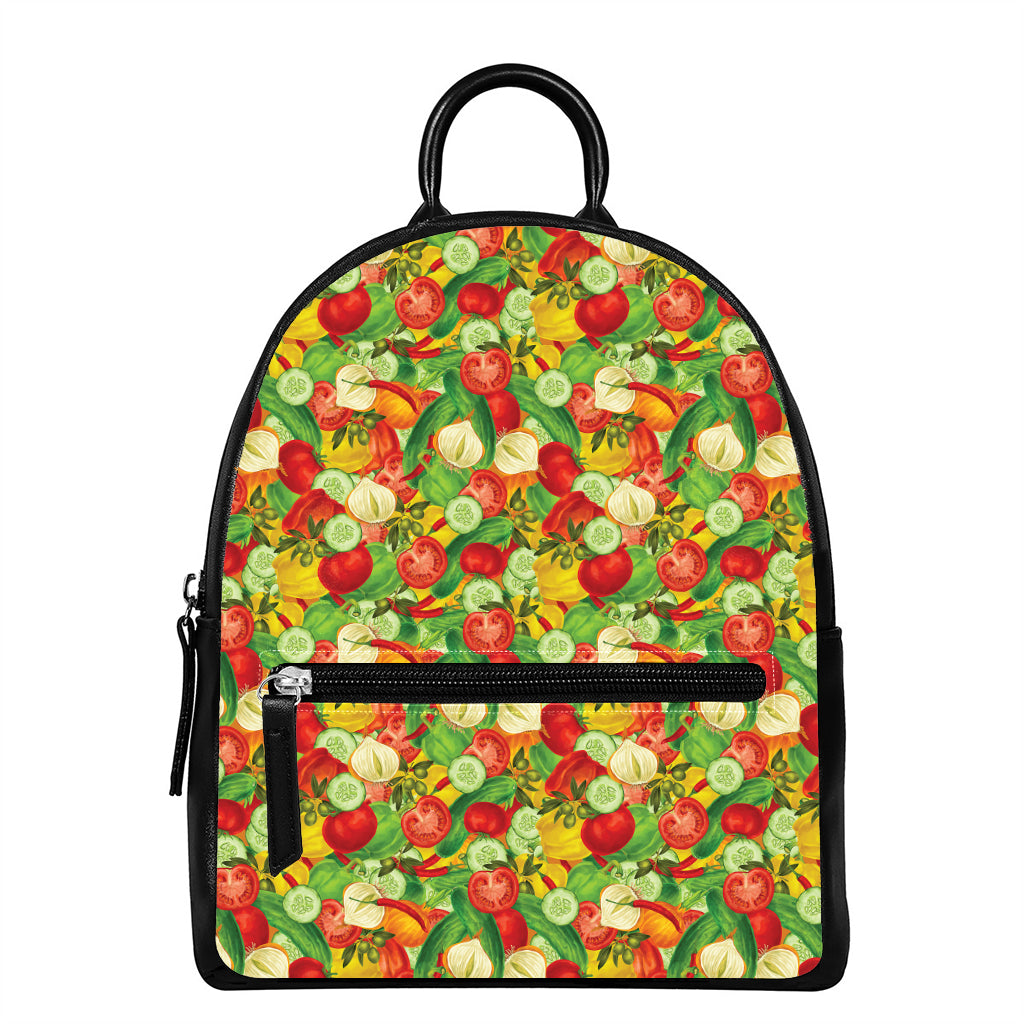 Vegan Pattern Print Leather Backpack