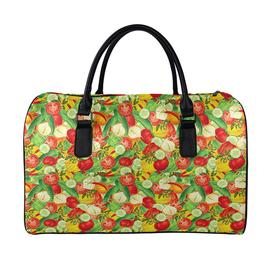 Vegan Pattern Print Leather Duffle Bag