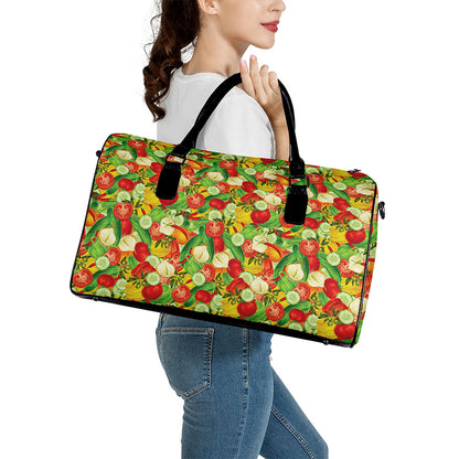 Vegan Pattern Print Leather Duffle Bag