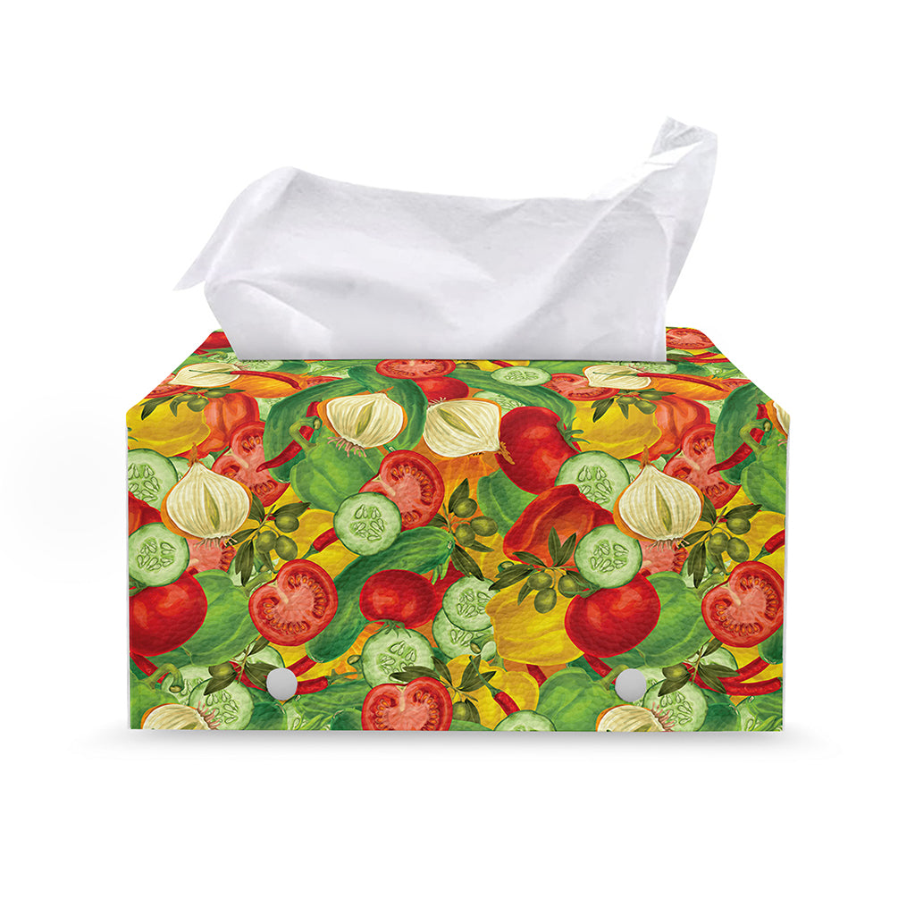 Vegan Pattern Print Leather Tissue Box Cover