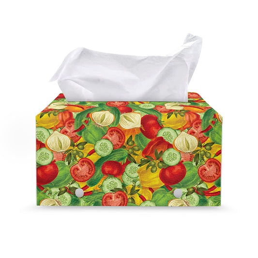 Vegan Pattern Print Leather Tissue Box Cover
