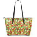 Vegan Pattern Print Leather Tote Bag With Zipper