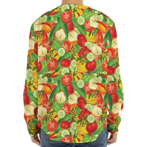 Vegan Pattern Print Long Sleeve Baseball Jersey