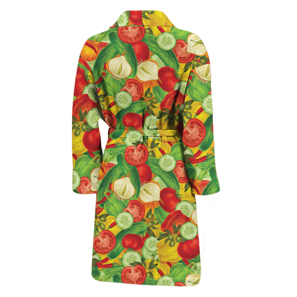 Vegan Pattern Print Men's Bathrobe
