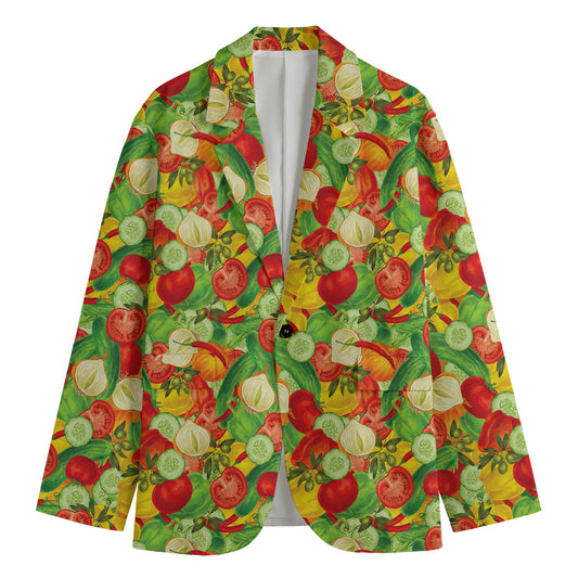 Vegan Pattern Print Men's Blazer