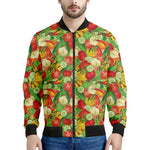 Vegan Pattern Print Men's Bomber Jacket
