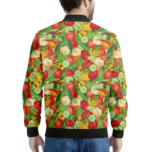 Vegan Pattern Print Men's Bomber Jacket