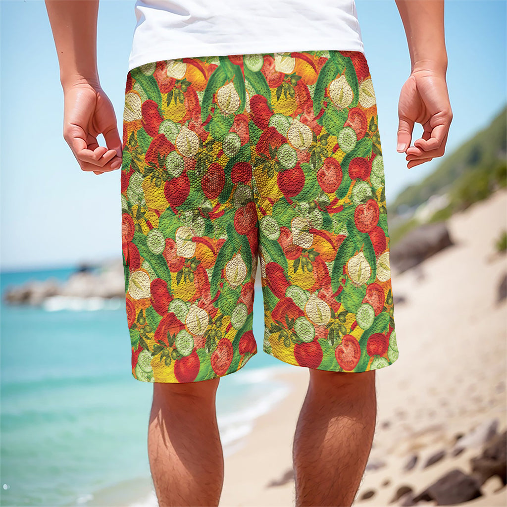 Vegan Pattern Print Men's Cargo Shorts