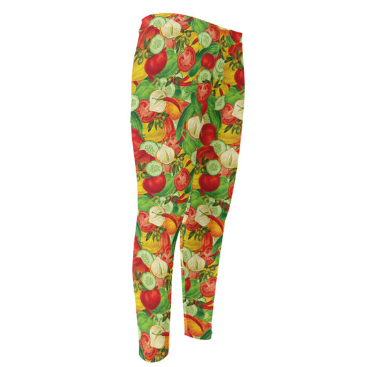 Vegan Pattern Print Men's Compression Pants