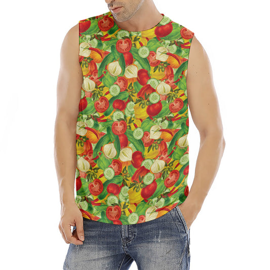 Vegan Pattern Print Men's Fitness Tank Top