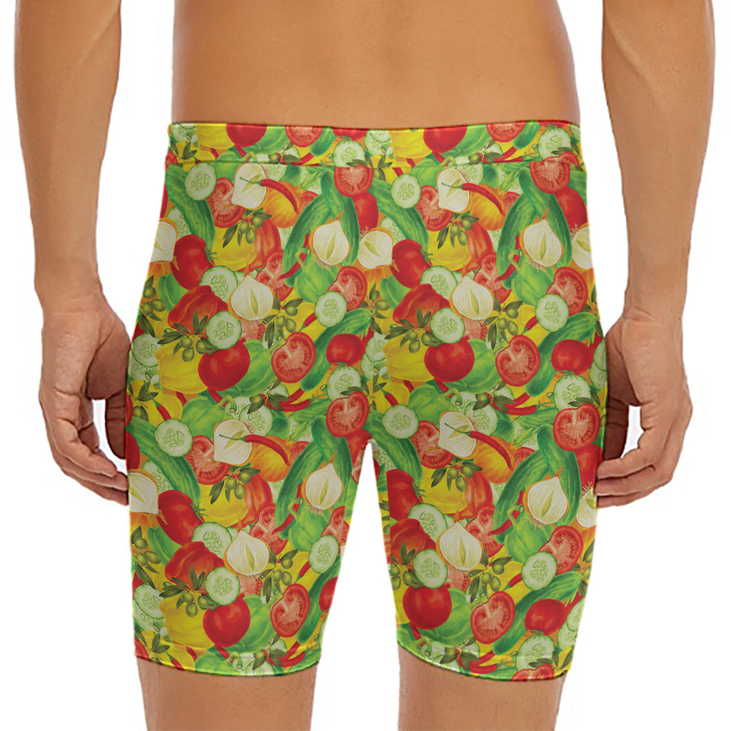 Vegan Pattern Print Men's Long Boxer Briefs