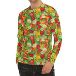 Vegan Pattern Print Men's Long Sleeve Rash Guard