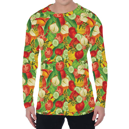 Vegan Pattern Print Men's Long Sleeve T-Shirt