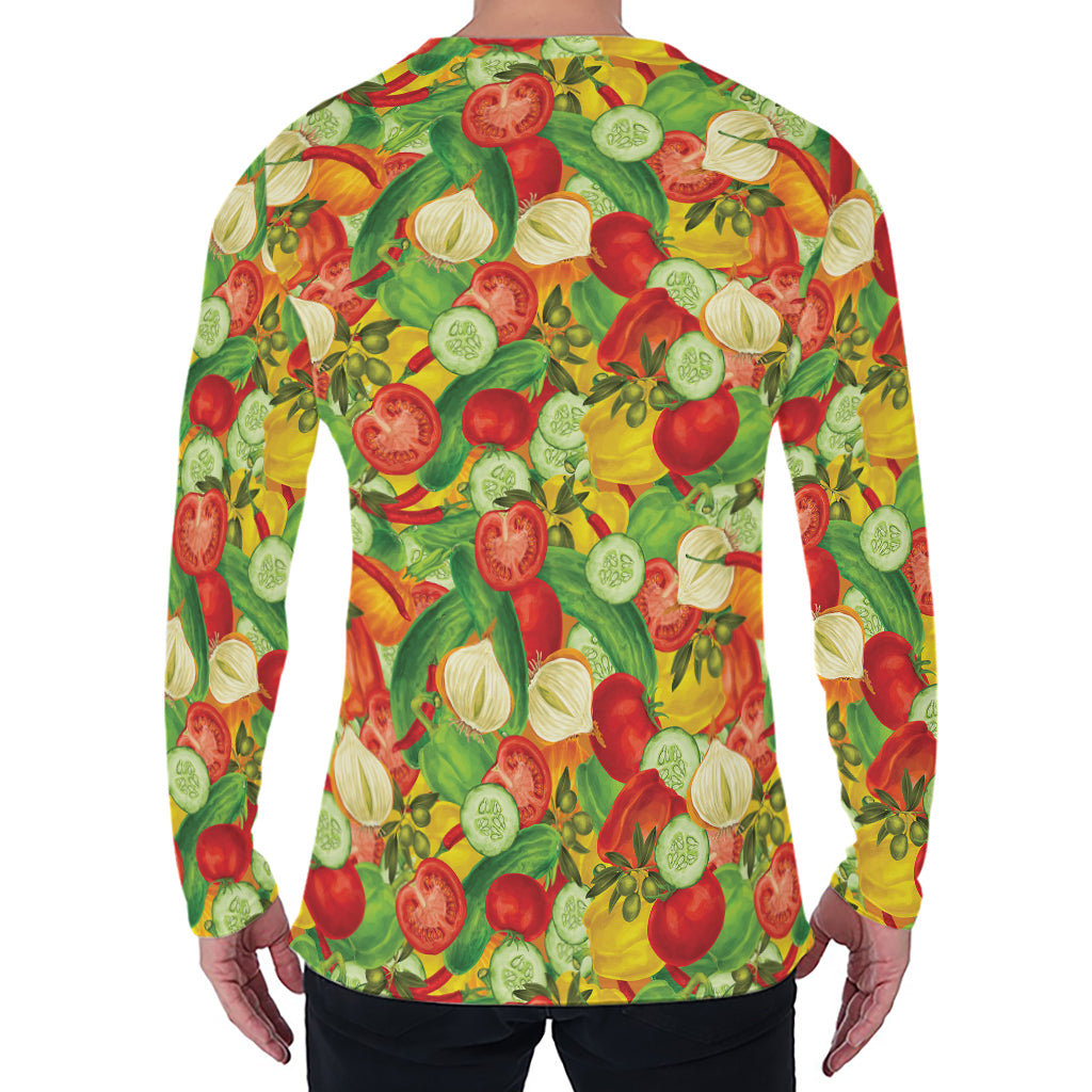 Vegan Pattern Print Men's Long Sleeve T-Shirt