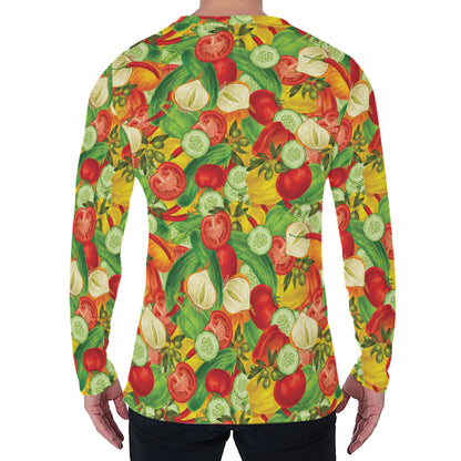 Vegan Pattern Print Men's Long Sleeve T-Shirt