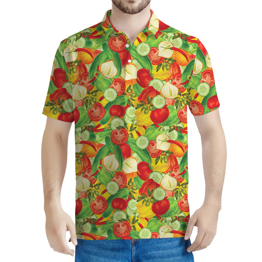 Vegan Pattern Print Men's Polo Shirt