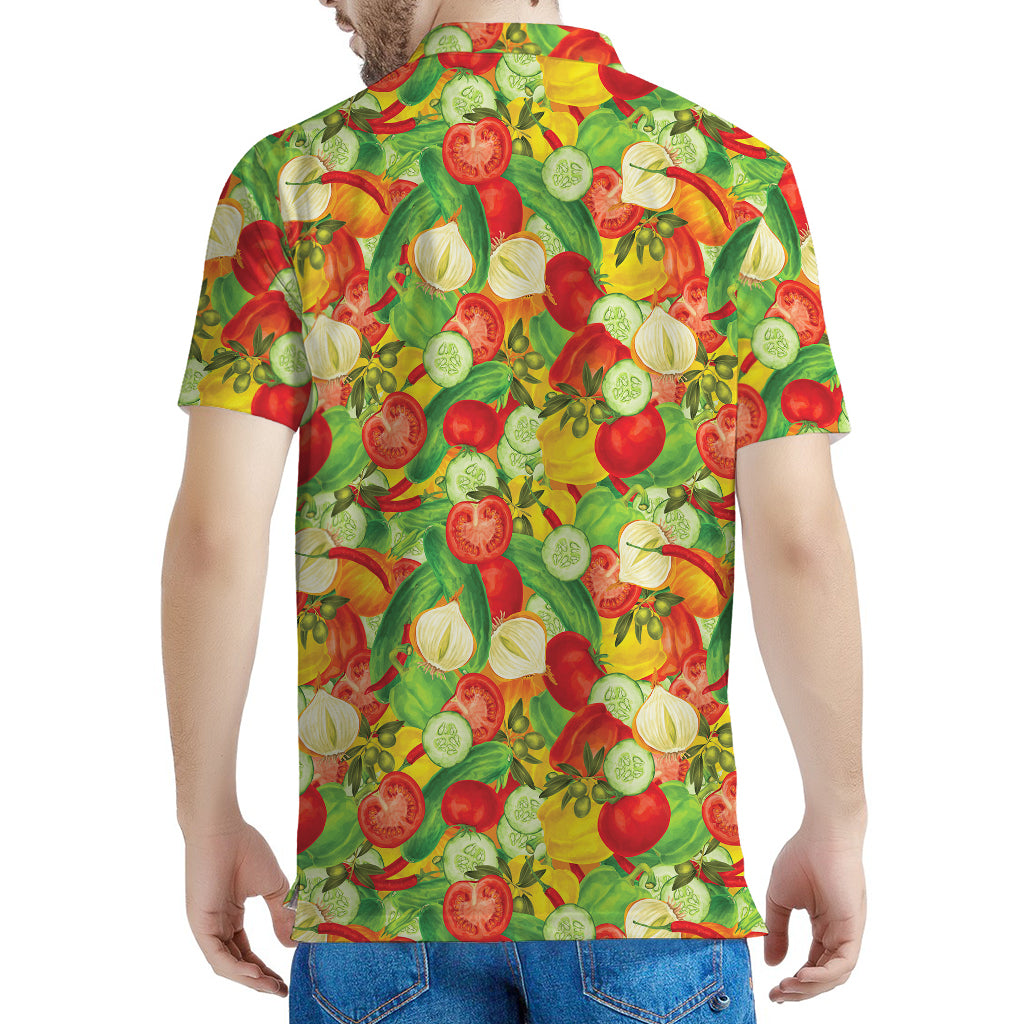 Vegan Pattern Print Men's Polo Shirt
