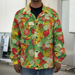 Vegan Pattern Print Men's Shirt Jacket